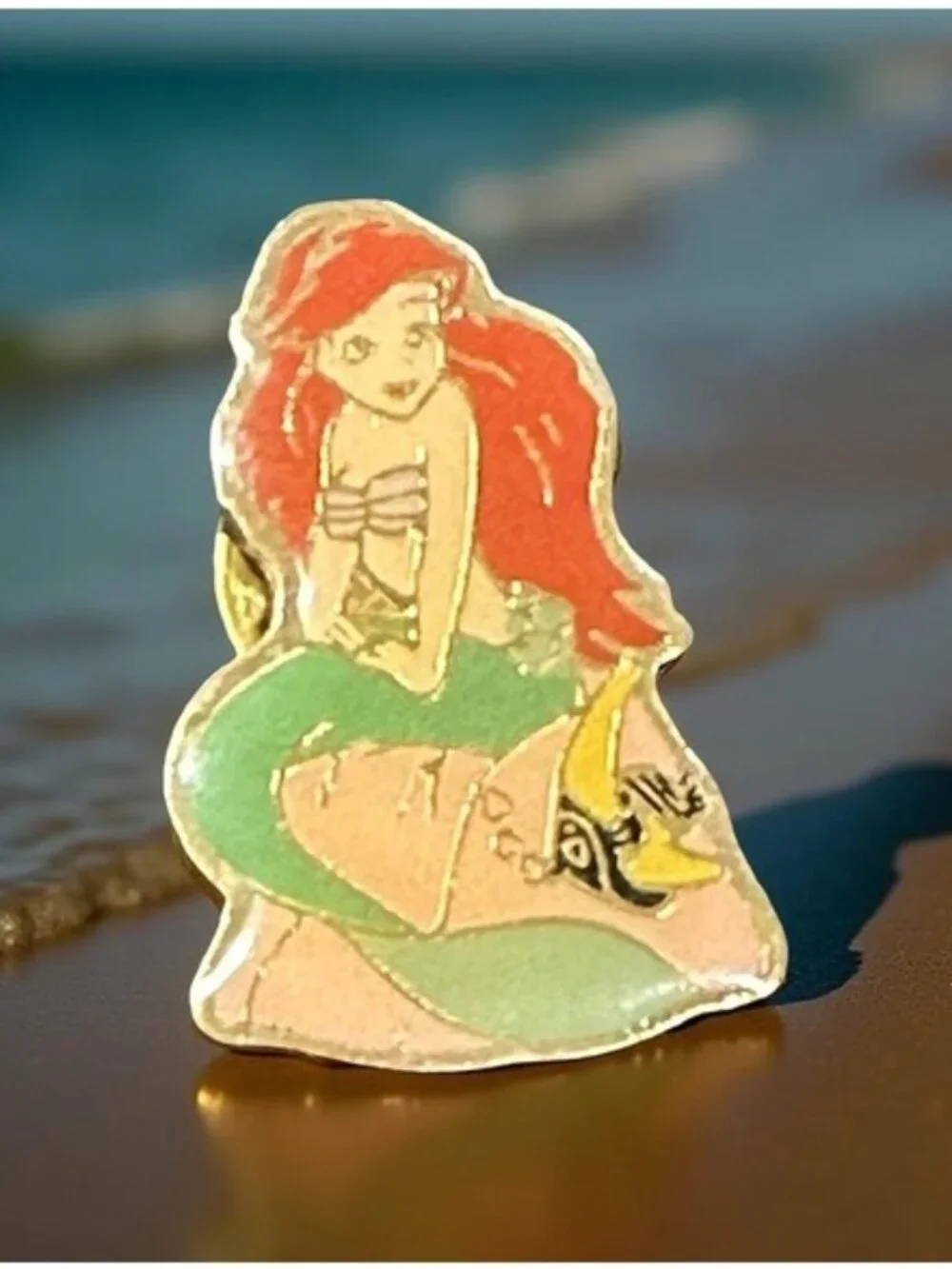 Vintage Disney Ariel The Little Mermaid Enamel Pin Collectible Gold-Tone Back